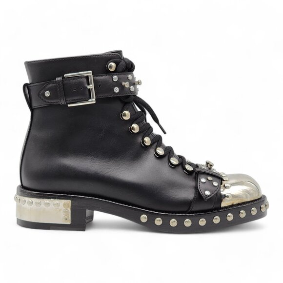 Alexander McQueen Leather Combat Boots 38.5 - Picture 2 of 14